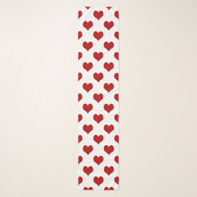 Red Mosaic Heart Pattern Scarf (Front)