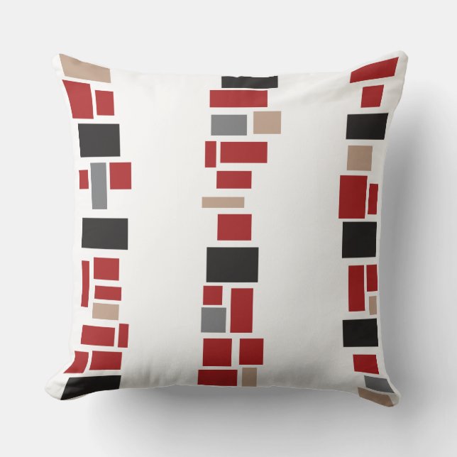 Red MOSIAC TILES DESIGN Retro Throw Pillow (Front)