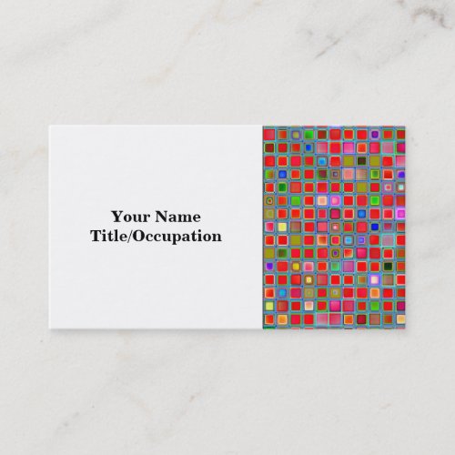 Red Moss Green And Blue Clay Tiles Pattern Business Card