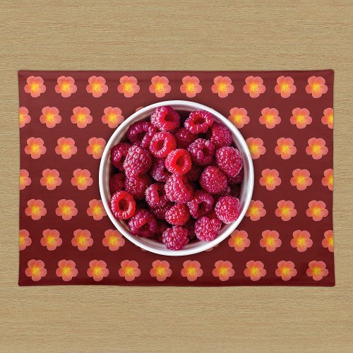 Red Moss Rose Flower Seamless Pattern on Cloth Placemat