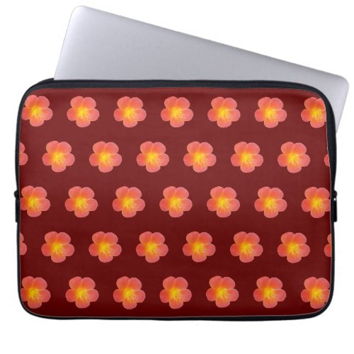 Red Moss Rose Flower Seamless Pattern on Laptop Sleeve