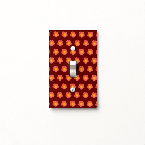 Red Moss Rose Flower Seamless Pattern on Light Switch Cover