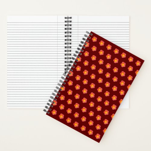 Red Moss Rose Flower Seamless Pattern on Notebook