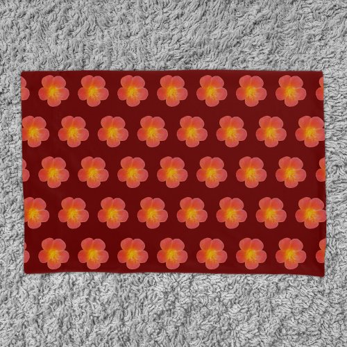 Red Moss Rose Flower Seamless Pattern on Pillow Case