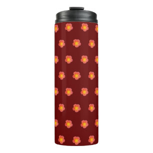 Red Moss Rose Flower Seamless Pattern on Thermal Tumbler