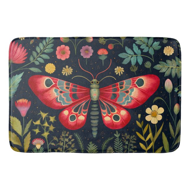 Red Moth In The Night Garden Bath Mat (Front)