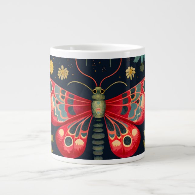 Red Moth In The Night Garden Giant Coffee Mug (Front)