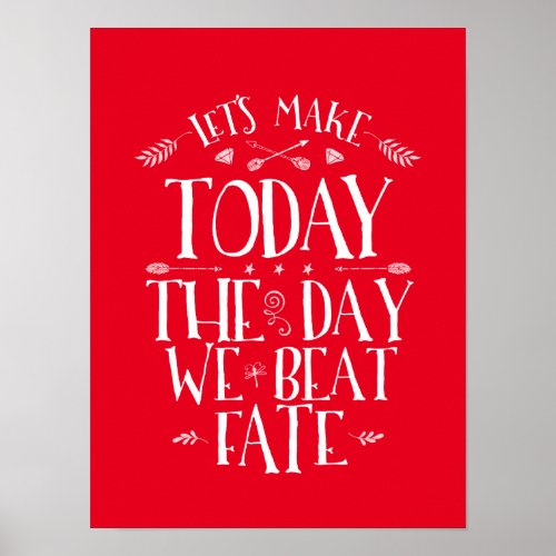Red Motivational Life Quotes Calligraphy Poster