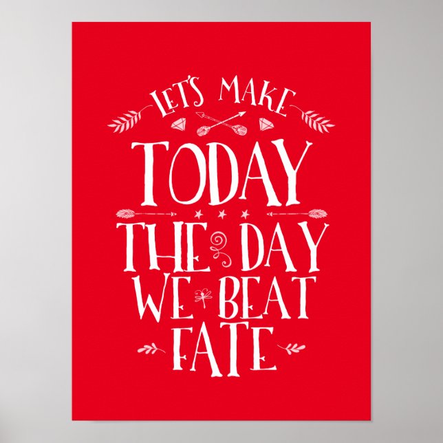 Red Motivational Life Quotes Calligraphy Poster (Front)