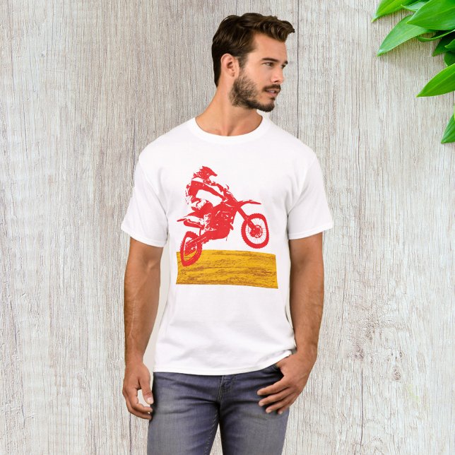 Red Motocross Dirt Bike Rider Silhouette T-Shirt (Creator Uploaded)