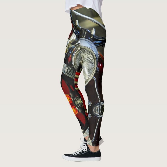 Red Motorbike Motorcycle Bike Garage Leggings (Left)