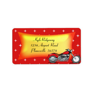 Red Motorcycle address label