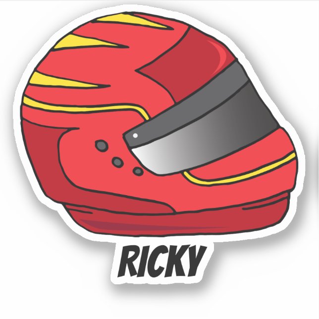 Red Motorcycle Helmet Motor Racing Fan Sticker (Front)