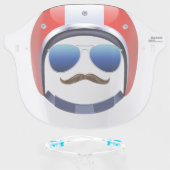 Red Motorcycle Helmet, Sunglasses & Mustache Face Shield (Front w/Glasses)