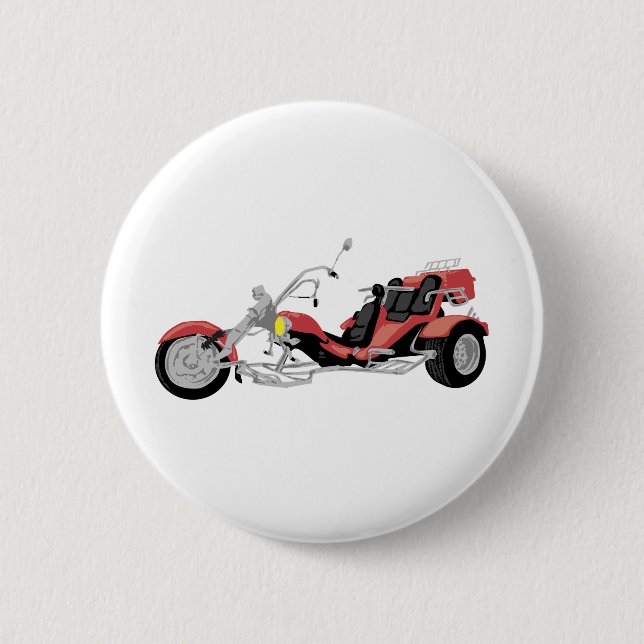 red motorcycle trike pinback button (Front)