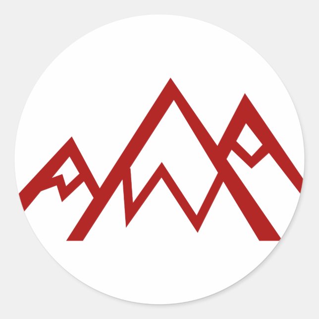 Red Mountain Range Peak Icon Classic Round Sticker (Front)