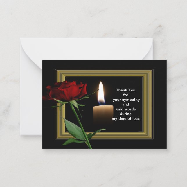 Red Mourning Flower Thank You Card (Front)