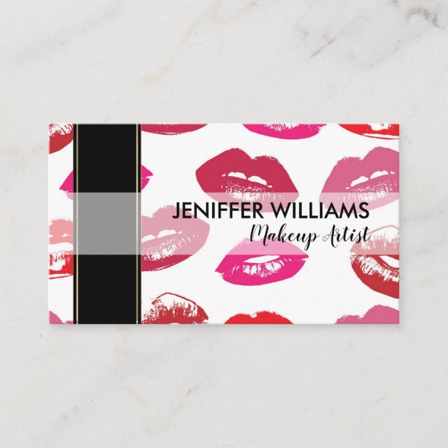 Red mouths Pattern Personalized                    Business Card (Front)
