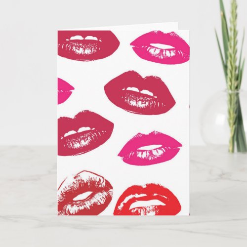 Red mouths Pattern Personalized Card