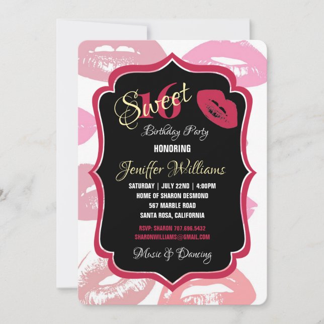 Red mouths Pattern Personalized                    Invitation (Front)