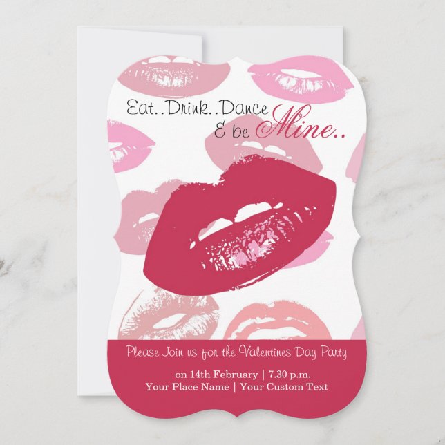 Red mouths Pattern Personalized                    Invitation (Front)