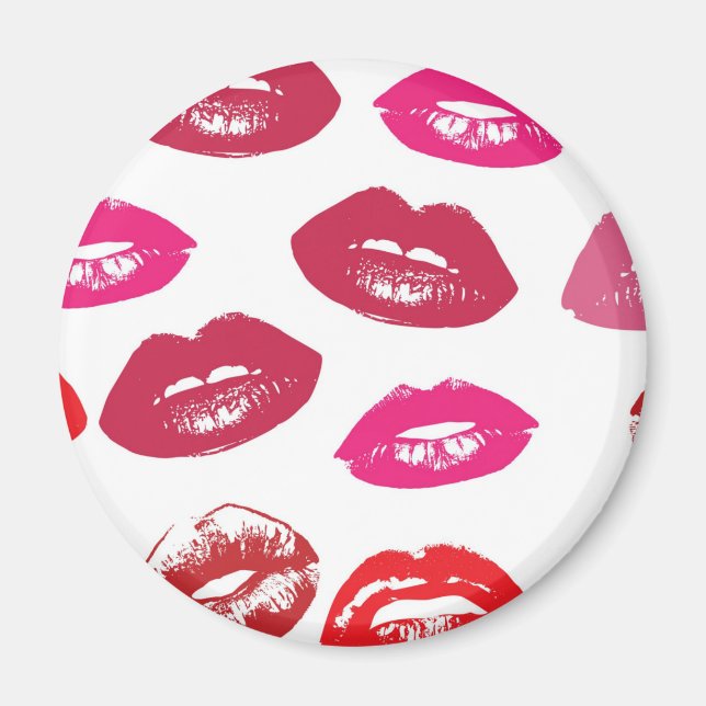 Red mouths Pattern Personalized Magnet (Front)