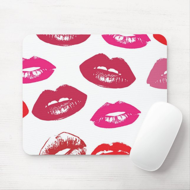 Red mouths Pattern Personalized Mouse Pad (With Mouse)