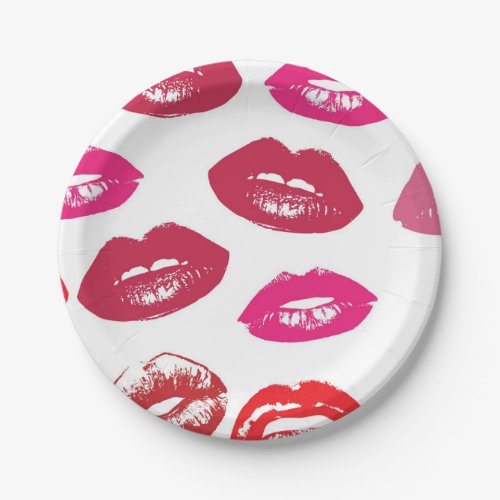 Red mouths Pattern Personalized Paper Plates