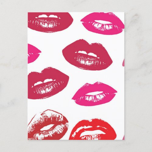 Red mouths Pattern Personalized Postcard