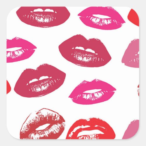 Red mouths Pattern Personalized Square Sticker
