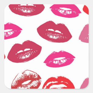 Red mouths Pattern Personalized Square Sticker