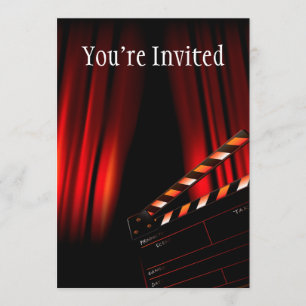 Red Movie Curtain Clapboard Director Invitation