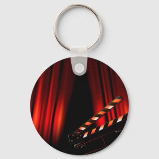 Red Movie Curtain Clapboard Director Keychain
