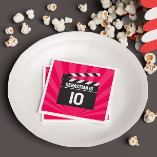 Red Movie Night Clapperboard Kids Birthday Party Napkins