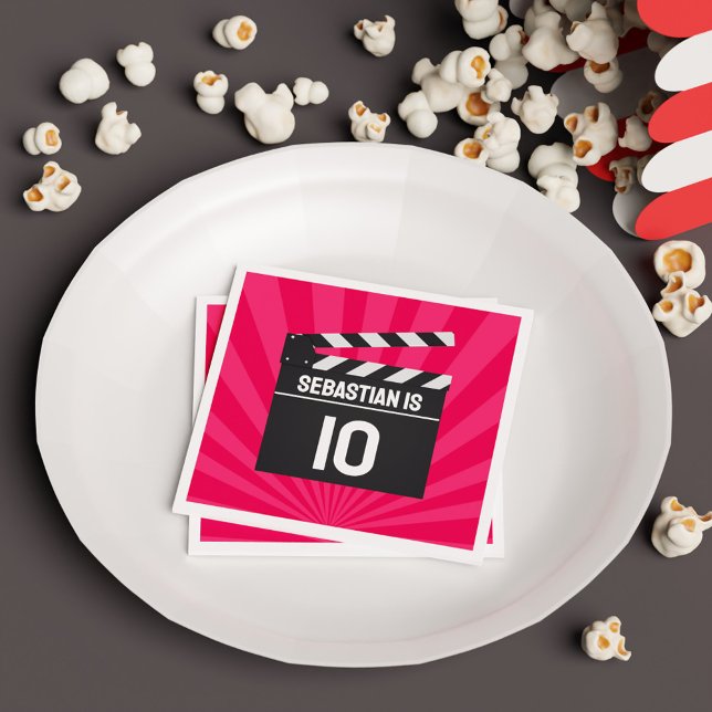 Red Movie Night Clapperboard Kids Birthday Party Napkins (Red Movie Night Clapperboard Kids Birthday Party Napkins
)
