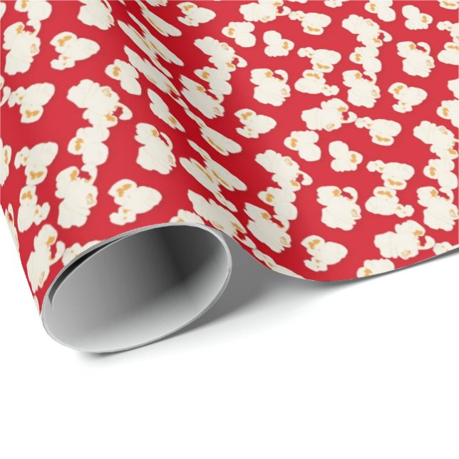 Red movie popcorn pattern wrapping paper (Roll Corner)