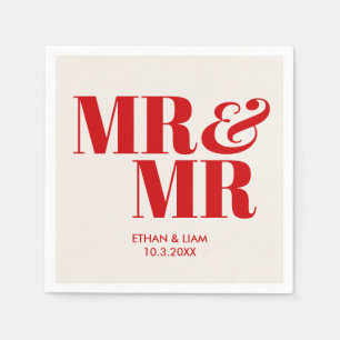 Red Mr & Mr Groom Personalized Wedding Napkins