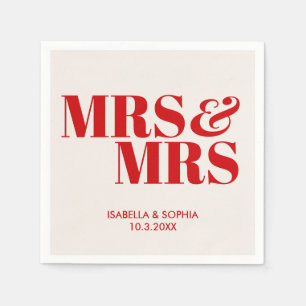 Red Mrs & Mrs Bride Personalized Wedding Napkins