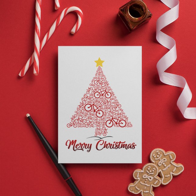 Red Mtb Bicycle Christmas Tree Merry Christmas Card (Creator Uploaded)
