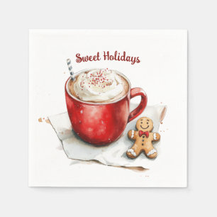 Red Mug Gingerbread Cookie Sweet Holidays Napkins