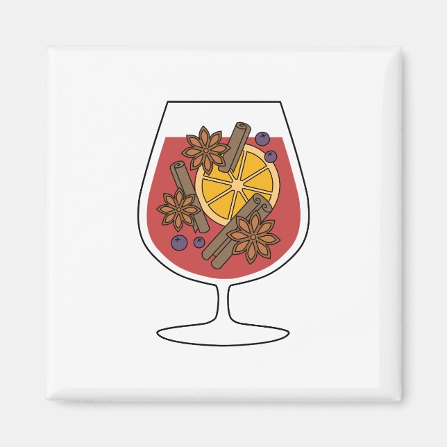 Red mulled wine xmas drawing  magnet (Front)