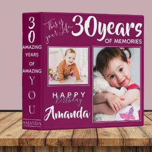 Red Multi Photo 30th Birthday Keepsake Memories 3 Ring Binder