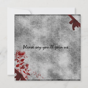 Red Mums Gothic Grunge Invitation