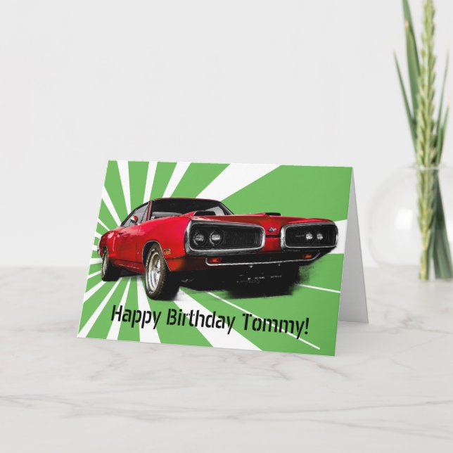Red Muscle Car Birthday Card (Front)