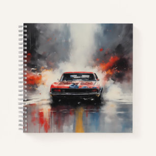 Red Muscle Car head on Notebook