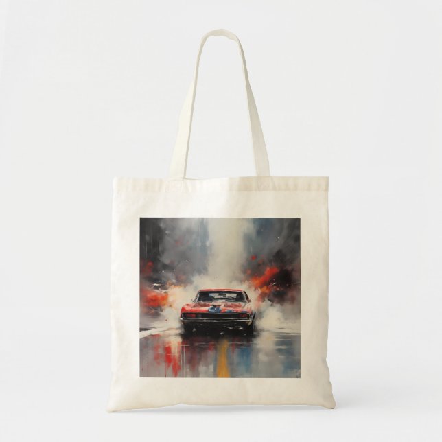 Red  Muscle Car head on Tote Bag (Front)