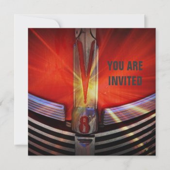 Red Muscle Car V8 Power And Chrome Invitation by CountryCorner at Zazzle