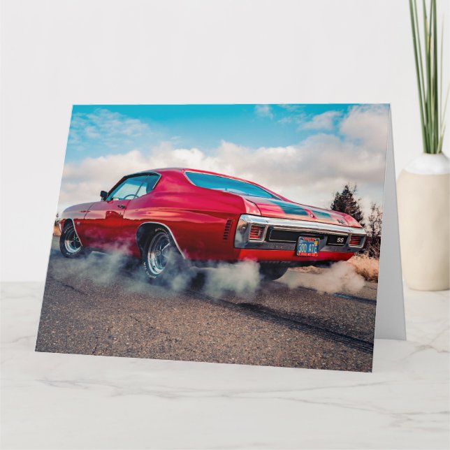 RED MUSCLE CAR VINTAGE SPORTS CAR  BIRTHDAY Card (Front)