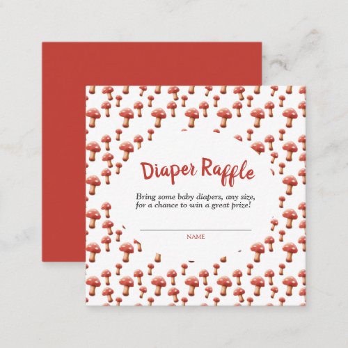 Red Mushroom Baby Shower Diaper Raffle Enclosure Card