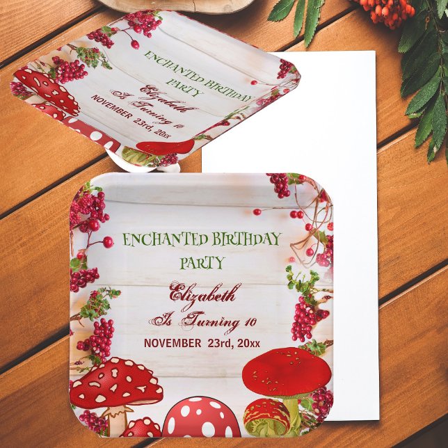 Red Mushroom Berry Garden Toadstool Birthday Party Paper Plates (Red Mushroom Berry Garden Toadstool Birthday Party Paper Plates)